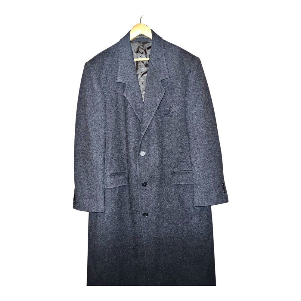 Stafford Mens Wool Blend Overcoat Classic Charcoal Grey Full Length Coat